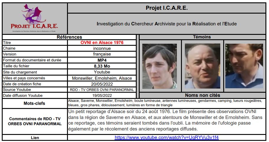 Fiches du Projet ICARE par Jean-Claude LEROY Icare311