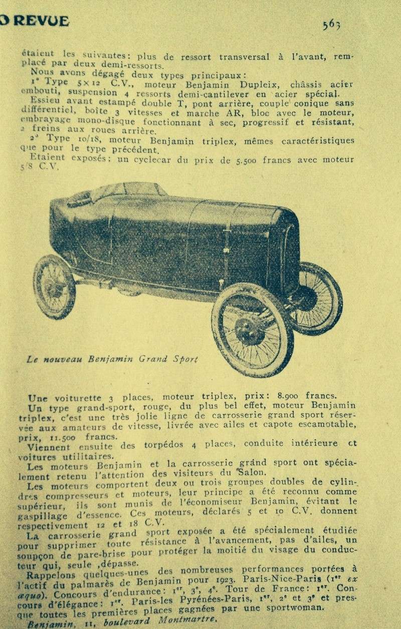BENJAMIN / BENOVA cyclecars voiturettes - Page 18 Benjam10