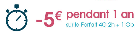 Vente Flash: –5 €  sur le forfait 4G 2h/1Go chez Bouygues Telecom 13975910