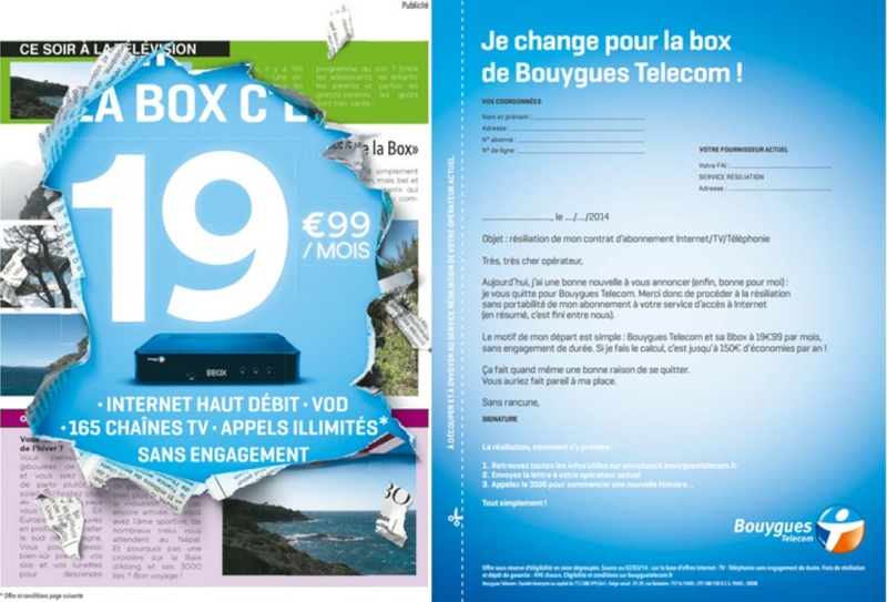 Bouygues Telecom communique sur sa Bbox à 19,99€/mois avec humour Pubbbo10