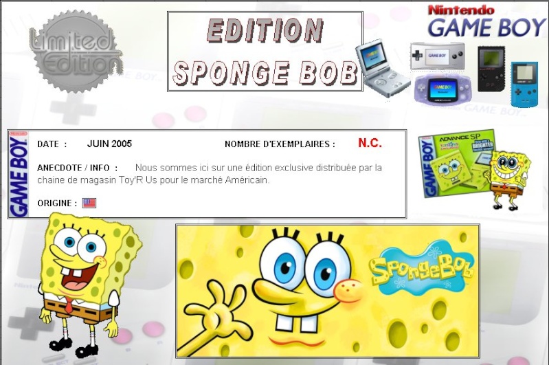 GAMEBOY ADVANCE SP : Edition SPONGE BOB Bob_0110