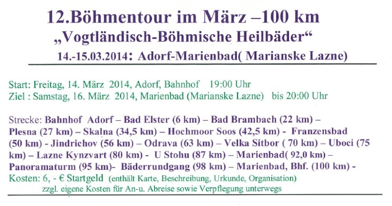 Tour de Bohème (20 places), 100 km : 14-15 mars 2014 Bahnme10