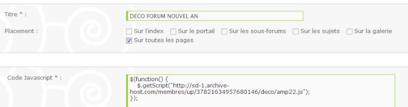 Problème avec un code javascript (pour la déco du forum) Code210