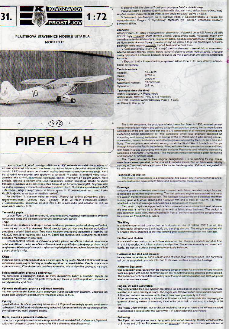 PIPER L-4H 1/72 00611