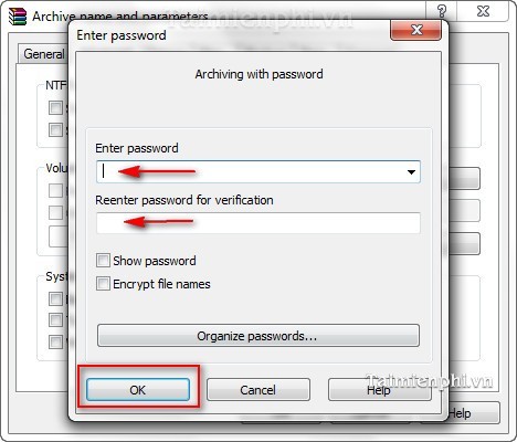 Hướng dẫn đặt password cho tập tin nén bằng WinRAR Dienda23