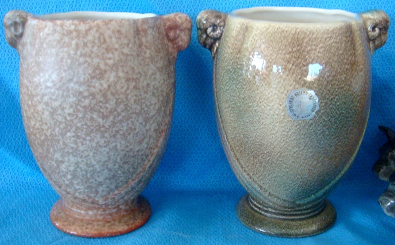 PV-110. Rams Head vase in stonehenge glaze Dsc00411