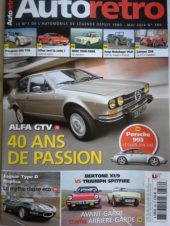 Autorétro du 15 avril 2014 Alfetta GTV et ses 40 ans Couver10