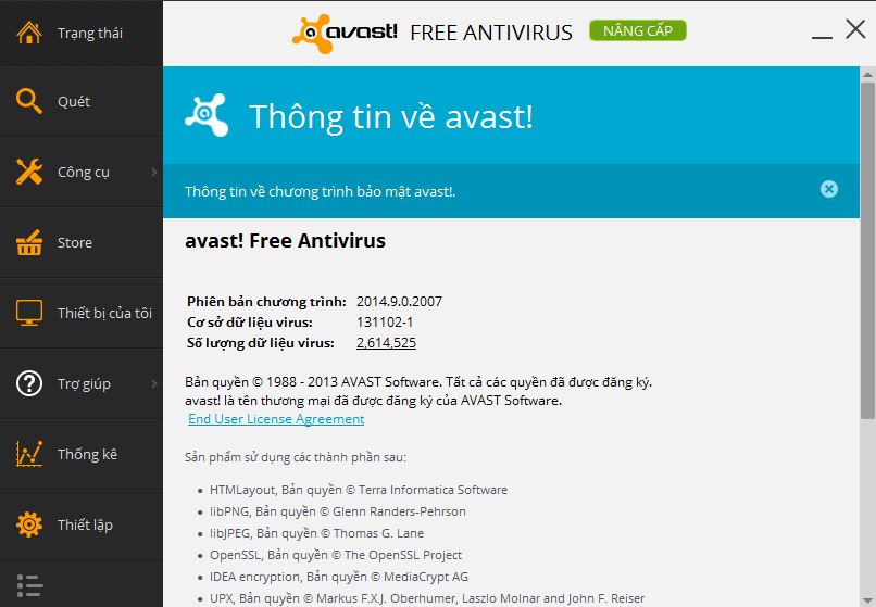 Phần mềm diệt vius miễn phí avast! Antivirus Free Avast910