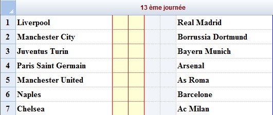 Calendrier match Aller  Journa22