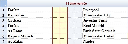 Calendrier Match Retour Journa23