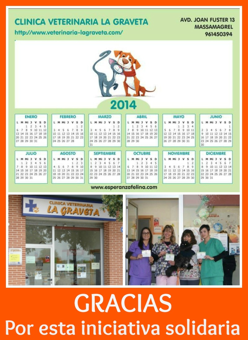 Agradecimiento a Clínica Veterinaria La Graveta, por su calendario navideño solidario Picmon15