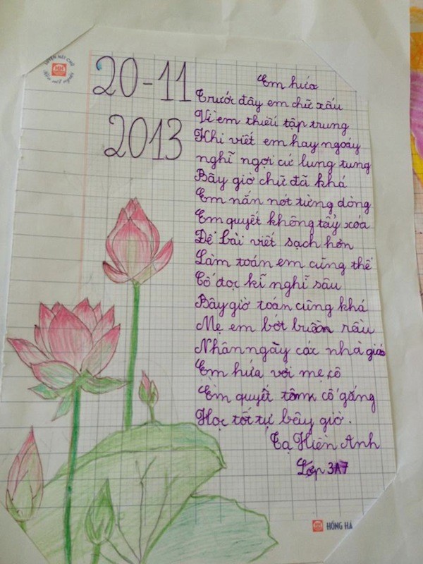 Bức thư dễ thương học sinh lớp 3 tặng cô 20/11 Buc-th10