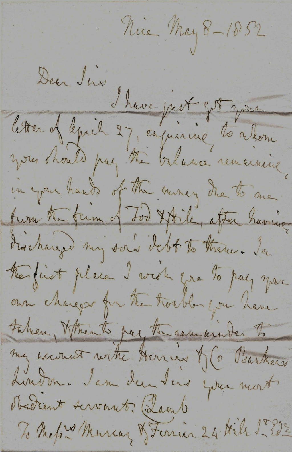 Tarif France - Angleterre en Mai 1852 (besoin d'aide).  St-lau13
