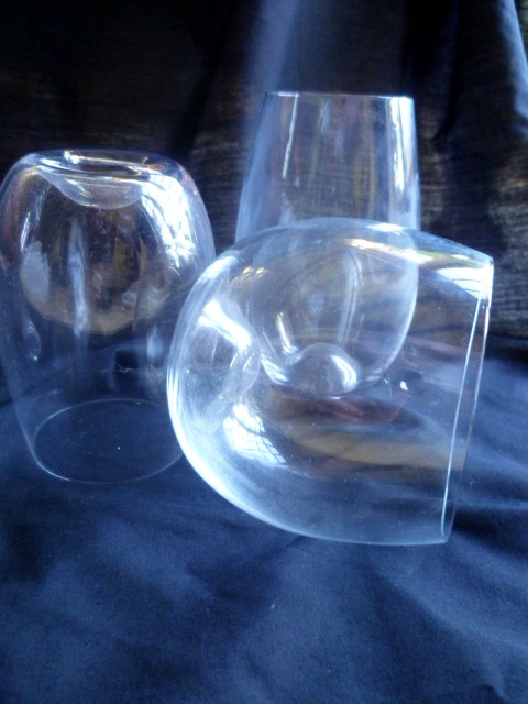 Contemporary Dartington Stemless glasses with dimple base - Riedel 'O' like P1050112