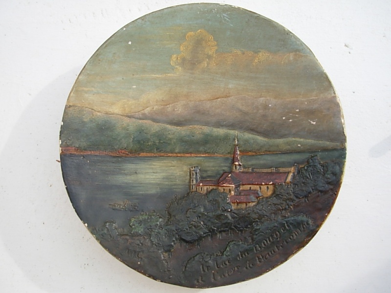 Plat payqage du lac du Bourget en relief - Hautecombe - marqué MC Max Claudet ? 00314