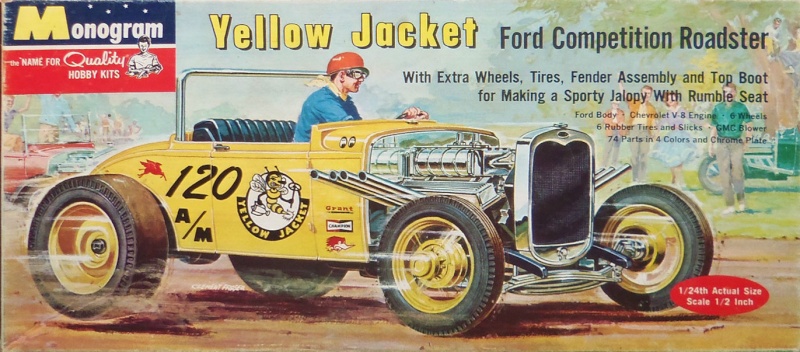 1930 Ford A roadster - Yellow jacket - Ford competition Roadster - Monogram - 1/25 scale T2ec1131
