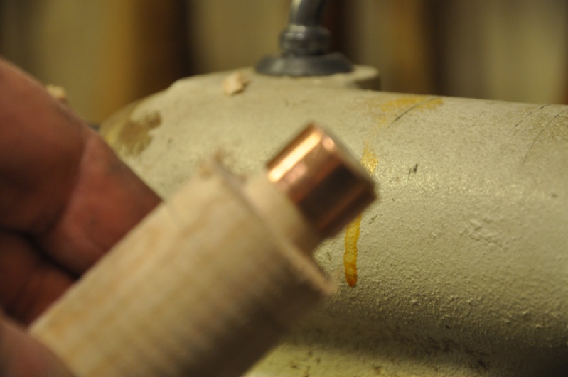 Tournage d'un manche de ciseau à bois munie d'une soie ( turning a handle for a tang type chisel) 07510
