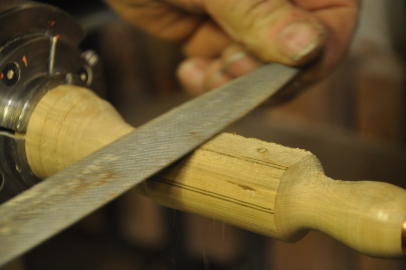 Tournage d'un manche modele londonien en buis. Making  a London pattern boxwood  chisel handle. London58