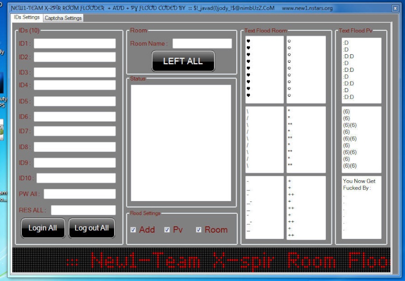 New1-Team X-spir Room Flooder v2 + Add + Pv All User Room (withe 10 ID Auto in Room without left ) speed power Full Flood_10