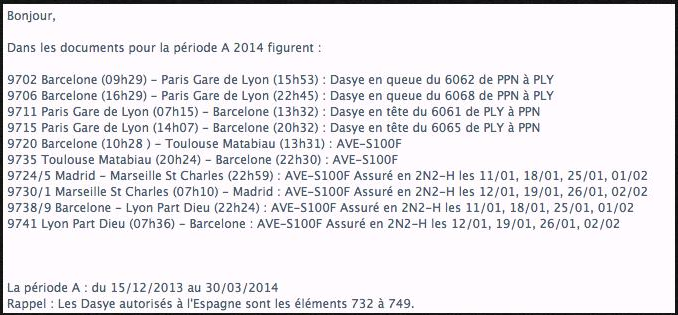 Horaires grande vitesse France -Barcelone à partir du 15 décembre 2013 Horair13