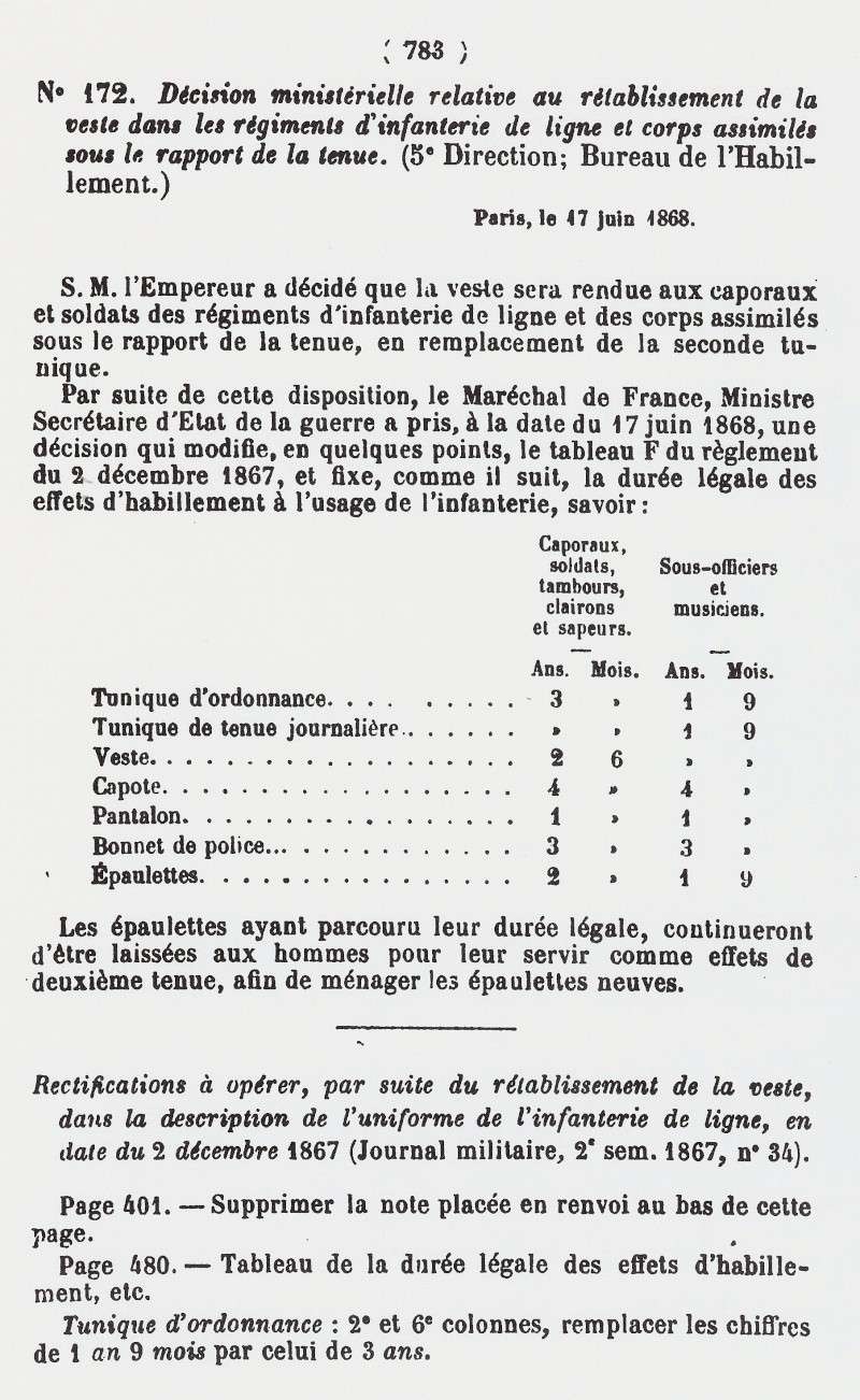 Tunique Infanterie Mdle 1867 Numari37