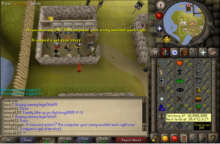 Going to fletching 99! :p everyday new image with my fletching xp :P 10m_xp10