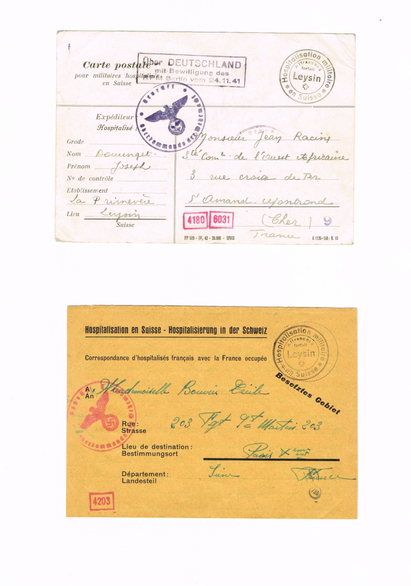 Cachets sur le courrier des Internés en Suisse Ccf13012