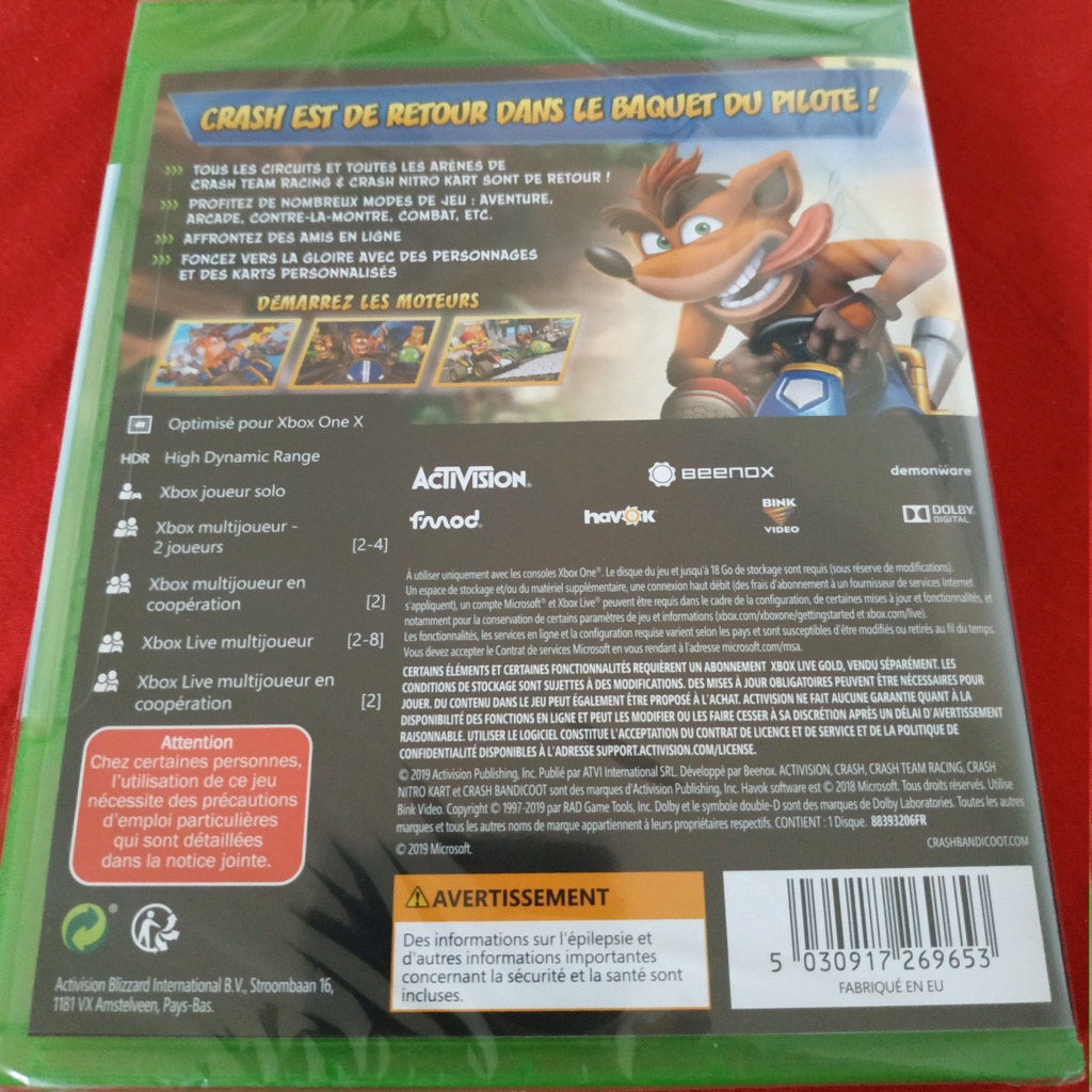 VDS // CTR Crash Team Racing NEUF XBOX-ONE 20€ out  Img_2122