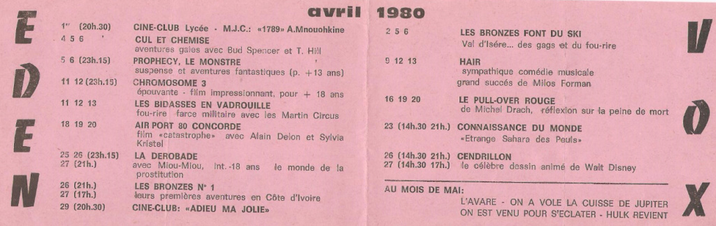 A L’AFFICHE A CREST AU 2ème TRIMESTRE 1980 Avril_14