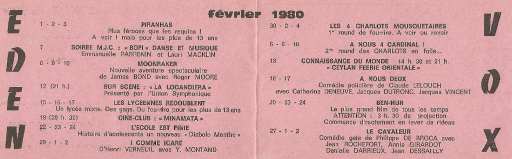 A L’AFFICHE A CREST AU 1er TRIMESTRE 1980 Fev_8010