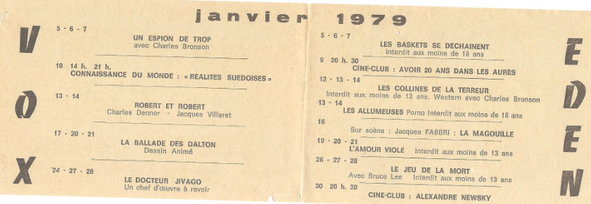  LES ECRANS DE CREST ET ST VALLIER AU 1er TRIMESTRE 1979  Janvie11