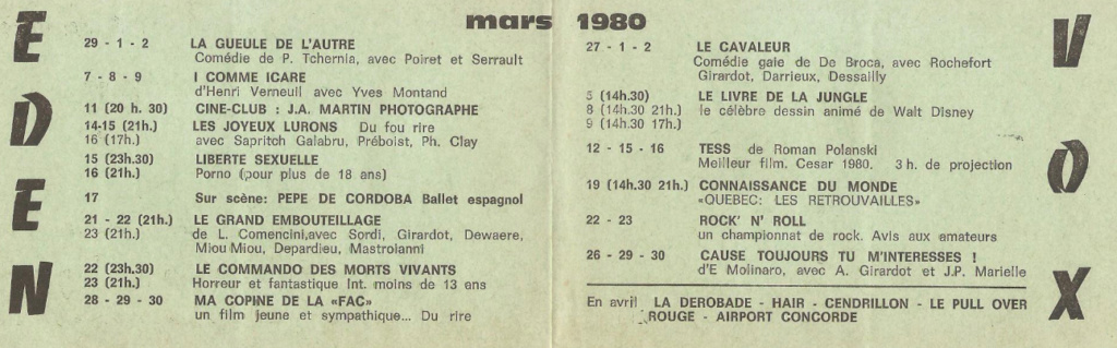 A L’AFFICHE A CREST AU 1er TRIMESTRE 1980 Mars_810