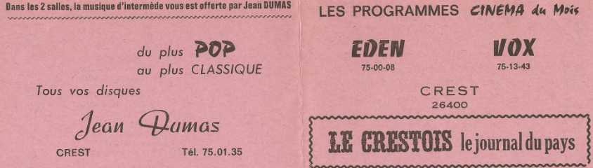  LES ECRANS DE CREST ET ST VALLIER AU 1er TRIMESTRE 1979  Prog10