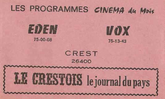 A L’AFFICHE A CREST AU 1er TRIMESTRE 1980 Progra11