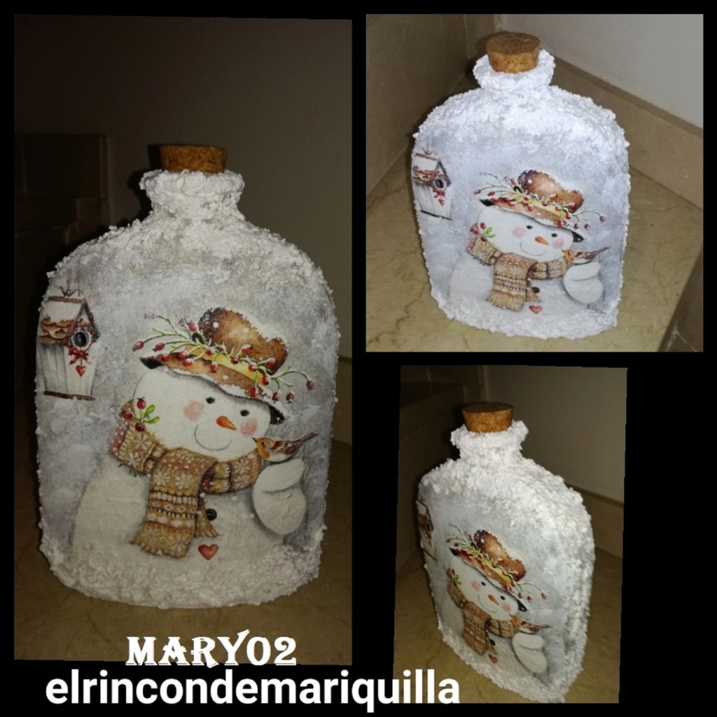 botella con muñeco de  nieve (decoupage) Img_2053