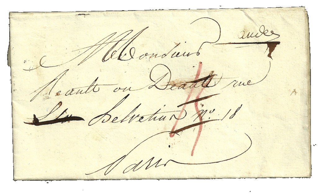 1814, lettre de Paris pour Paris non distribuable 1814a10