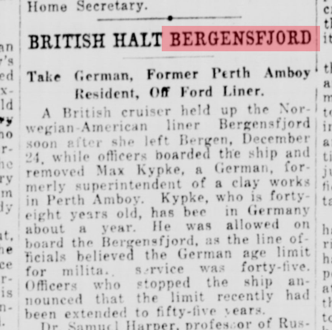 1915, le blocus naval allié et les tribulations du Bergensfjord Captu103