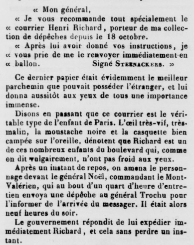 SIEGE DE PARIS 1870-71 'Courrier par Passeur" Captu720