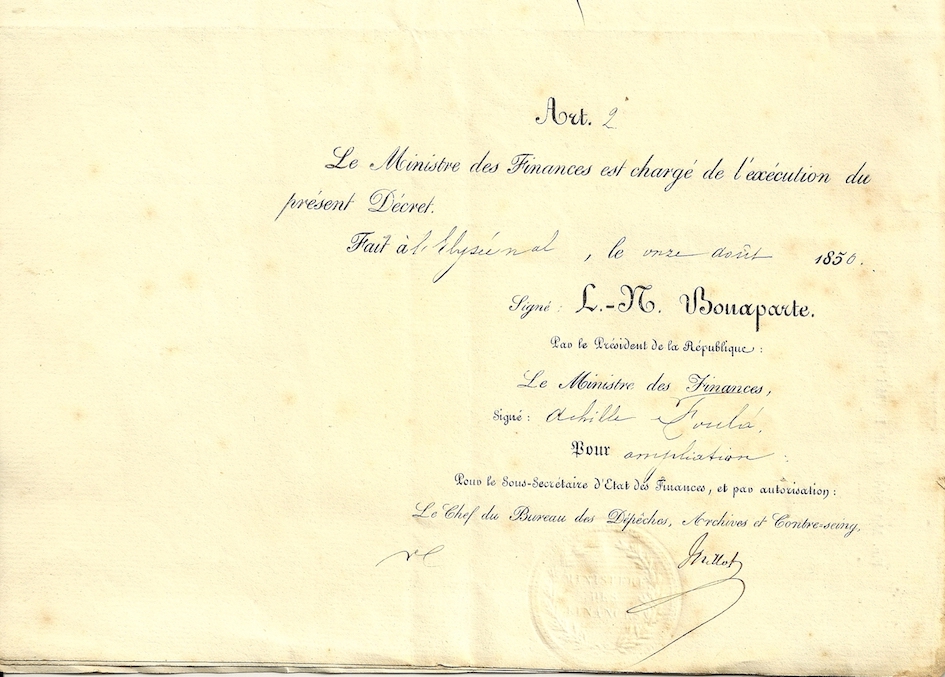 1850, franchise du ministère des finances F211