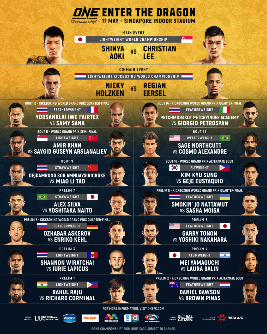 One Championship: Enter the Dragon - Resultados. 19051710