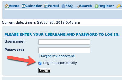 Automatic login to this forum no longer working for me Login10