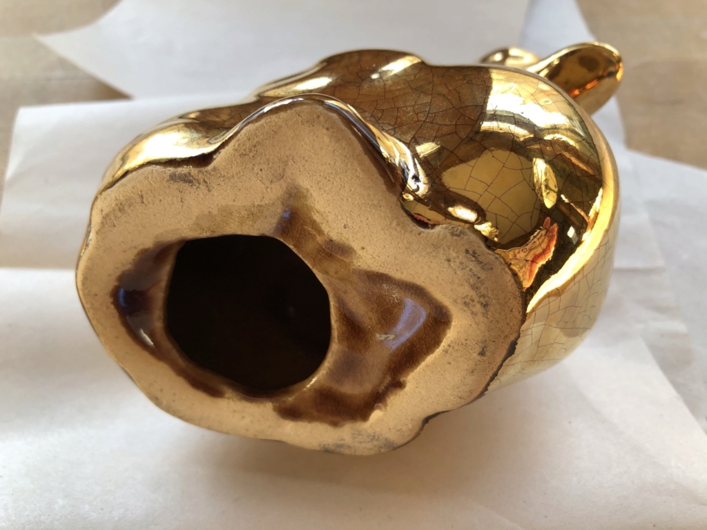 Golden Crackle Glaze Ceramic Duck Figurine Img_0810