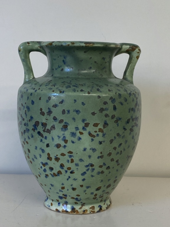 Spotted Green Double Handle 5" Vase  Spotte12