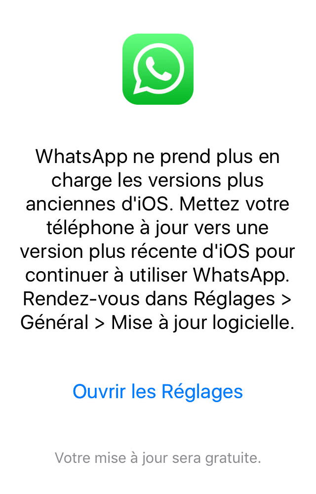 [WhatsApp] Le coup dégueulasse aux utilisateurs possédants d'anciens smartphones !!! Iphone14