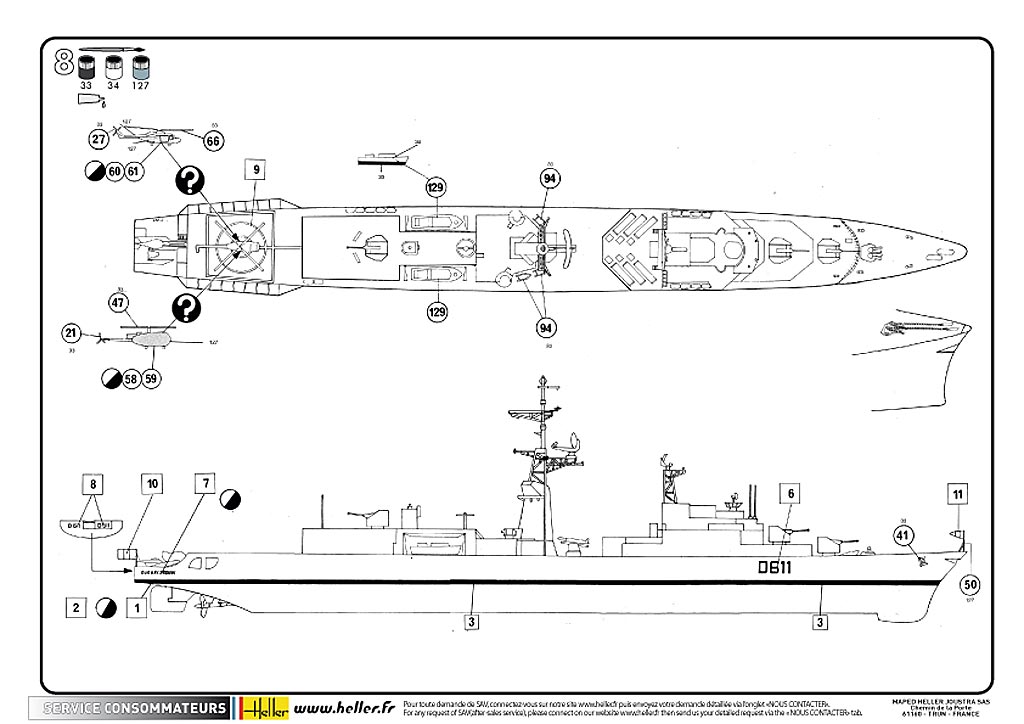 DUGUAY - Frégate anti-sous-marine ASM C 67 D611 DUGUAY TROUIN classe TOURVILLE 1/400ème Réf 81032 Notice Duguay18