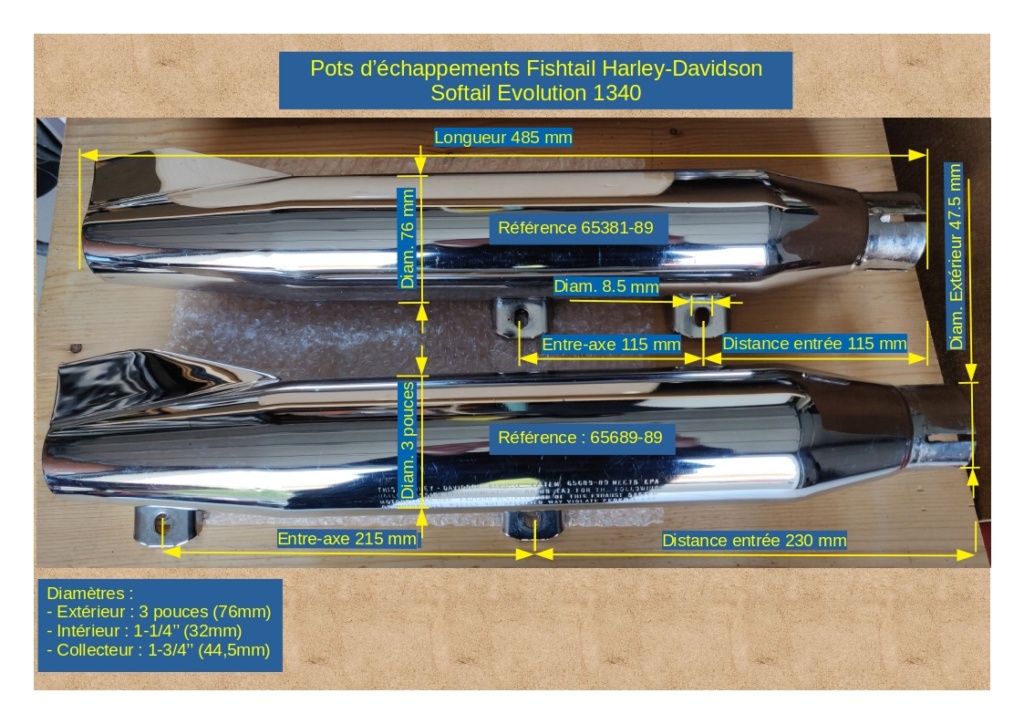 Pots d'échappements Harley-Davidson Softail 1340 Fishtail Mesure10