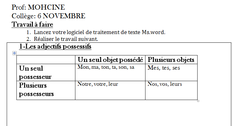 Insertion d'objets Tab111