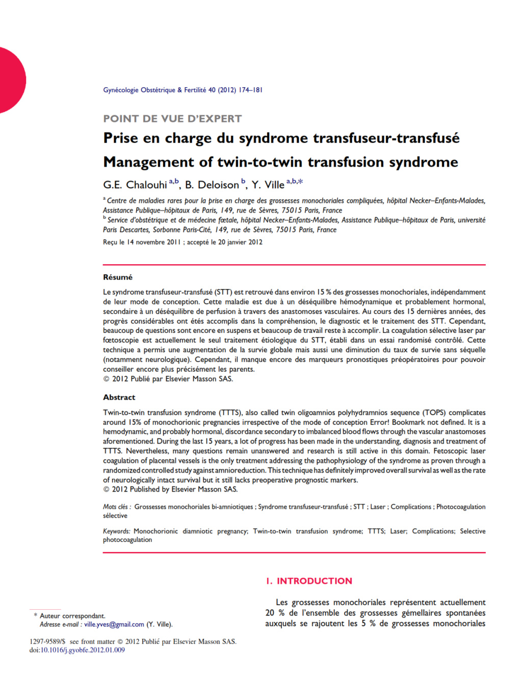 Prise en charge du syndrome transfuseur-transfusé Chalou10