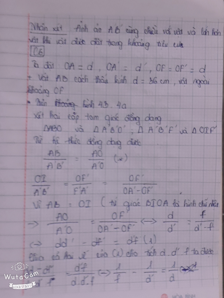 BÀI 43: Ảnh của một vật tạo bởi thấu kính hội tụ Wuta_221