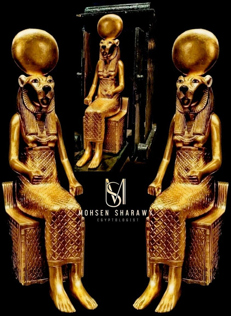A golden statue of the goddess Sekhmet 1---149